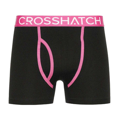 Pink-Black-White - Side - Crosshatch Mens Crystaline Boxer Shorts (Pack of 3)