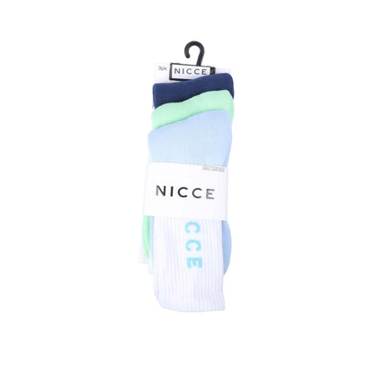 Navy Blue-Light Blue-Green - Front - Nicce Mens Brierfield Sports Crew Socks (Pack of 3)