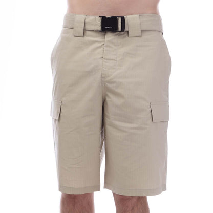 Sand - Front - Off White Mens Buckle Cargo Shorts