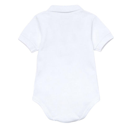 White - Back - Lacoste Baby Pique Sleepsuit