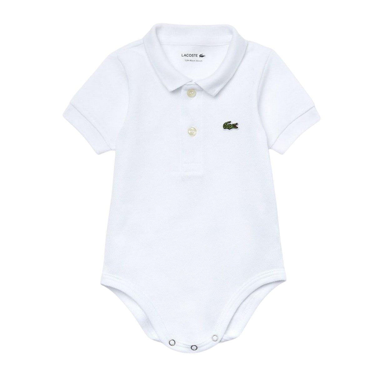 White - Front - Lacoste Baby Pique Sleepsuit