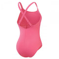 Pink - Back - Speedo Womens-Ladies Shaped Cross Back One Piece Swimsuit