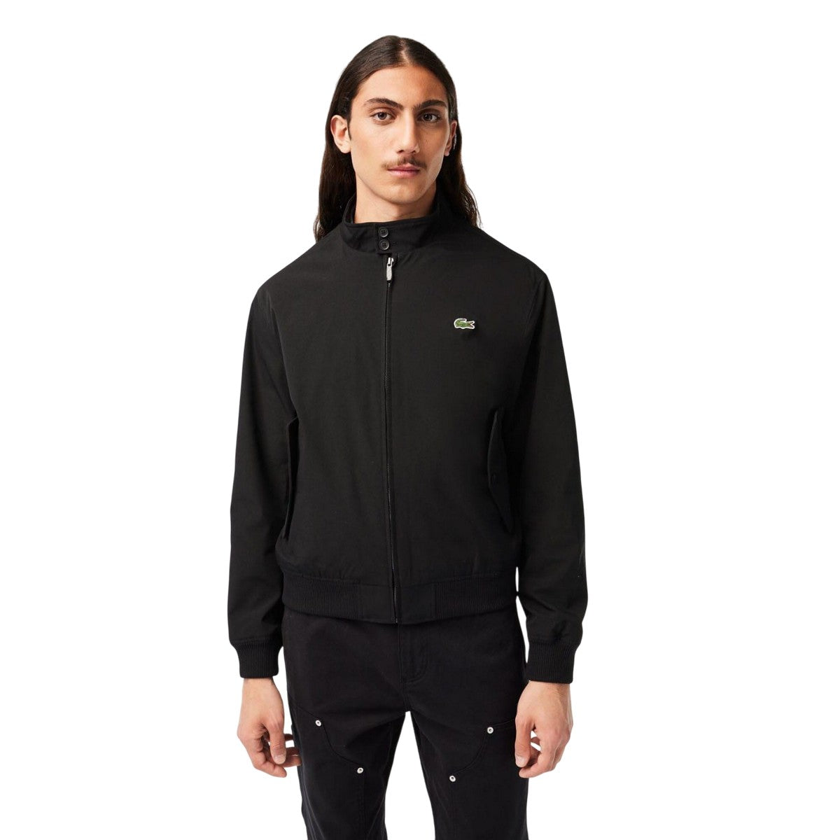 Black - Pack Shot - Lacoste Womens-Ladies Twill Water Repellent Jacket