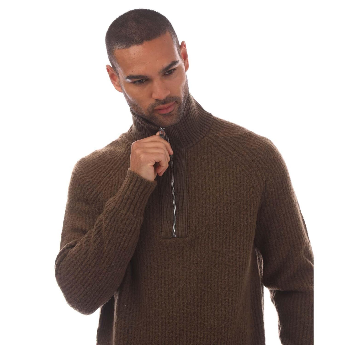 Green - Side - Boss Mens C-Ebrezzo Quarter Zip Sweatshirt