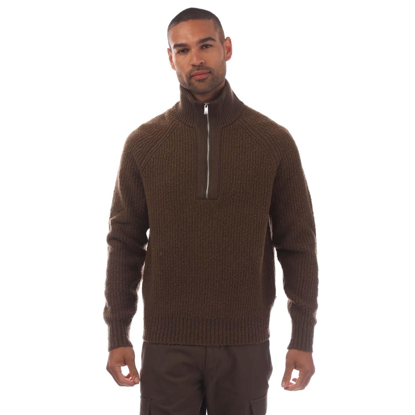 Green - Front - Boss Mens C-Ebrezzo Quarter Zip Sweatshirt