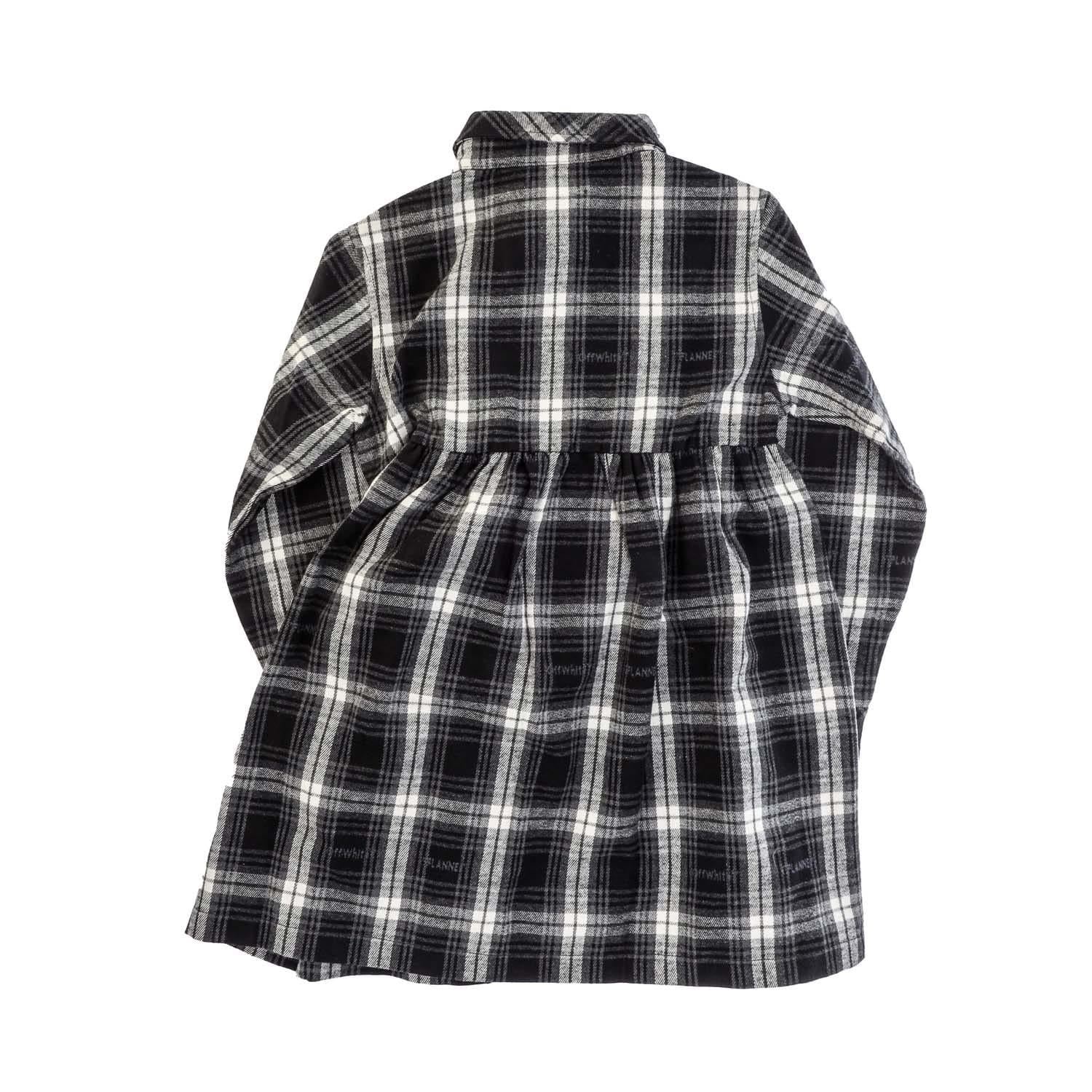 Black-White - Back - Off White Girls Checked Flannel Logo Dress