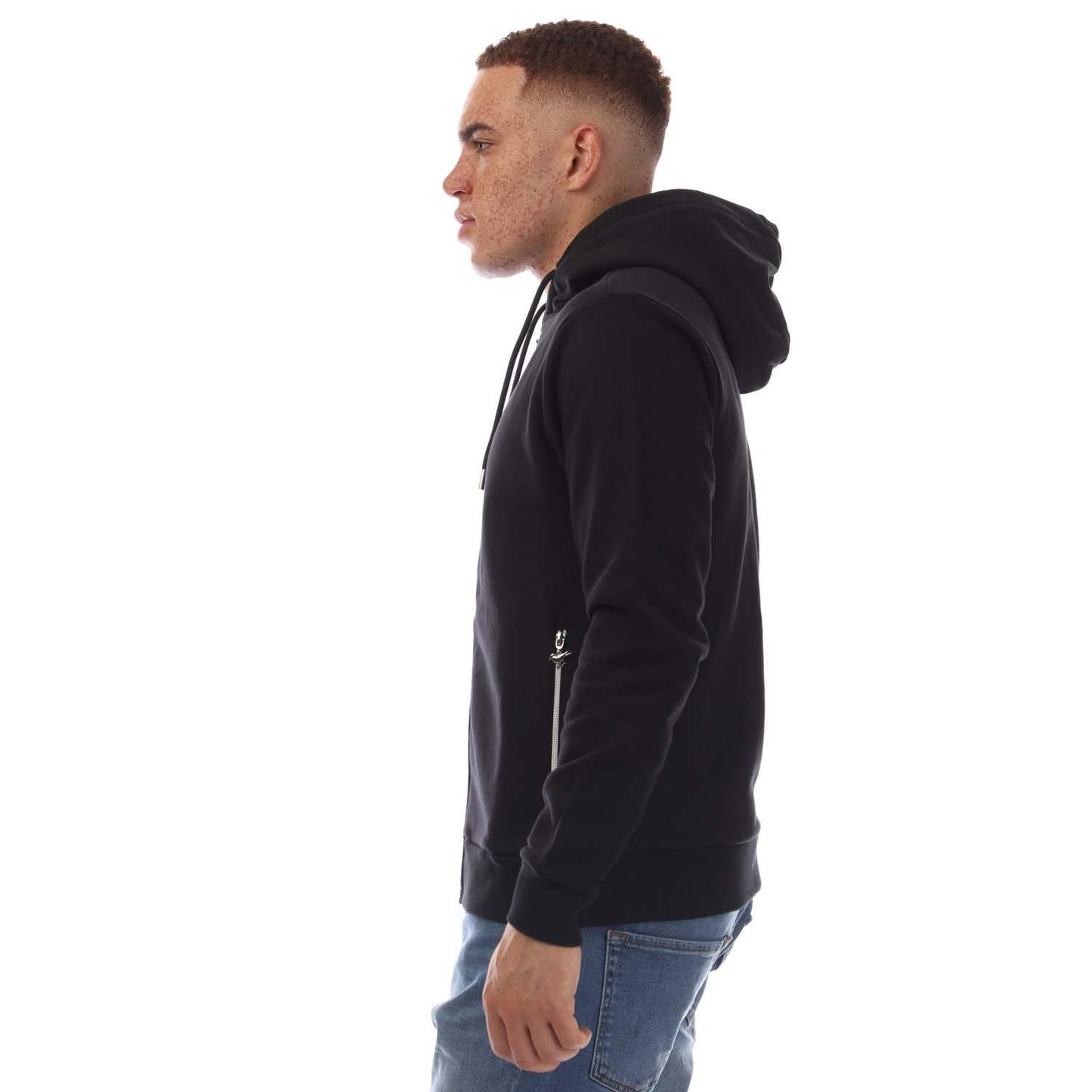 Black - Side - Modern Amusement Mens Route 66 Full Zip Hoodie