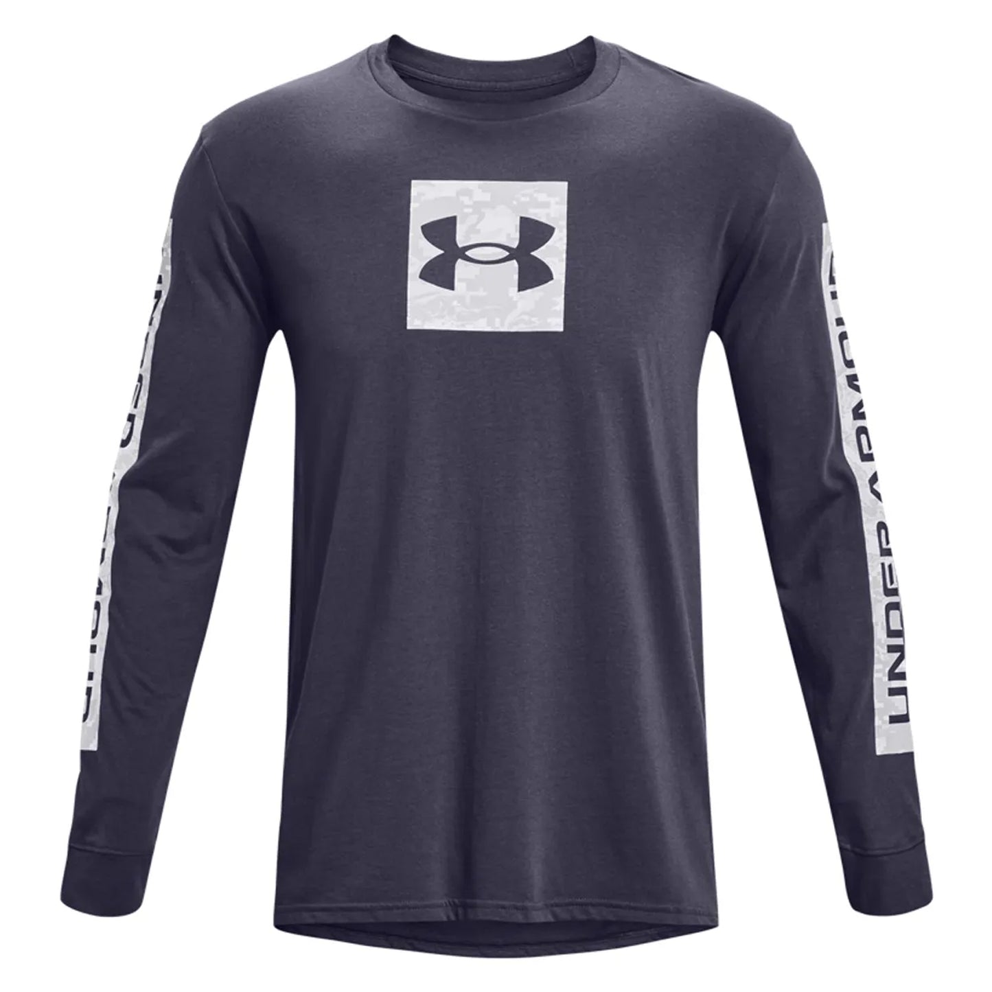 Grey - Front - Under Armour Mens Sportstyle Boxed Logo Camo Long-Sleeved T-Shirt
