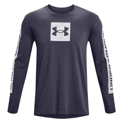 Grey - Front - Under Armour Mens Sportstyle Boxed Logo Camo Long-Sleeved T-Shirt