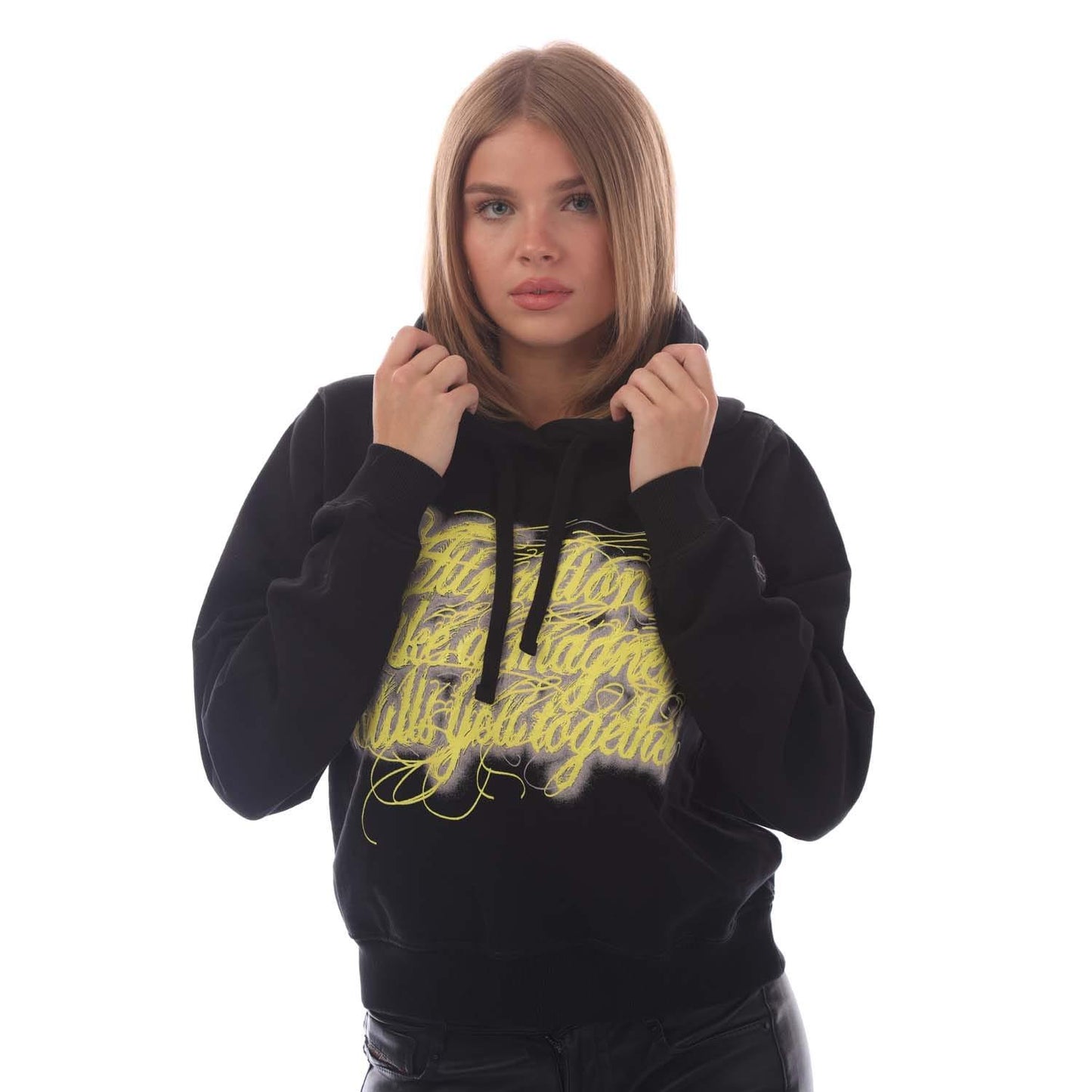 Black - Side - Diesel Womens-Ladies F-Reggy Hoodie