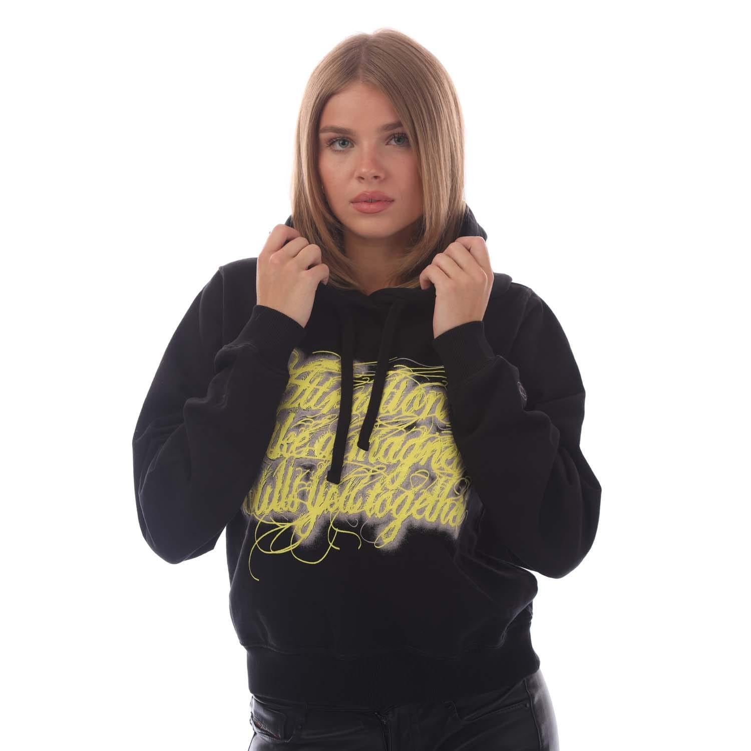 Black - Side - Diesel Womens-Ladies F-Reggy Hoodie