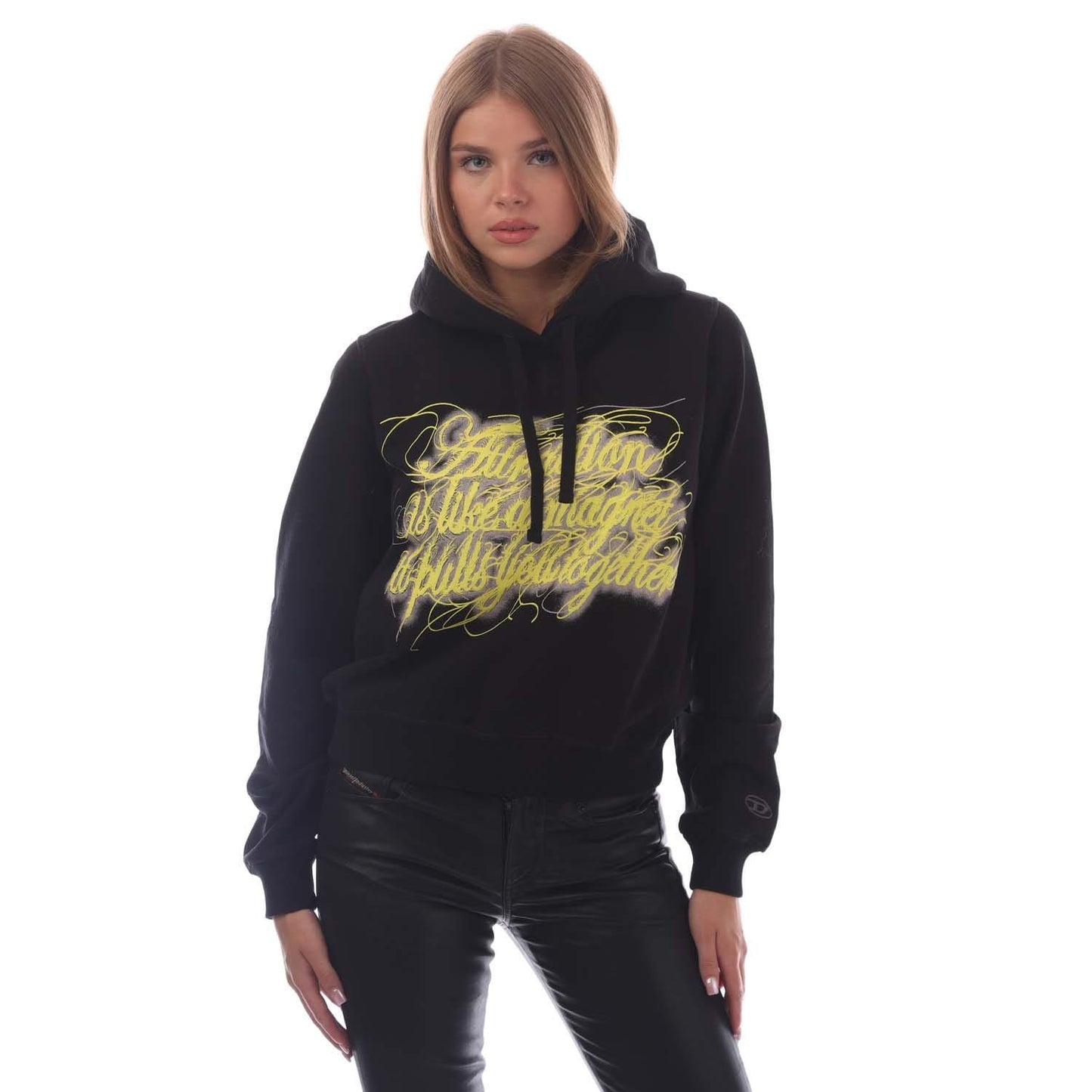 Black - Front - Diesel Womens-Ladies F-Reggy Hoodie