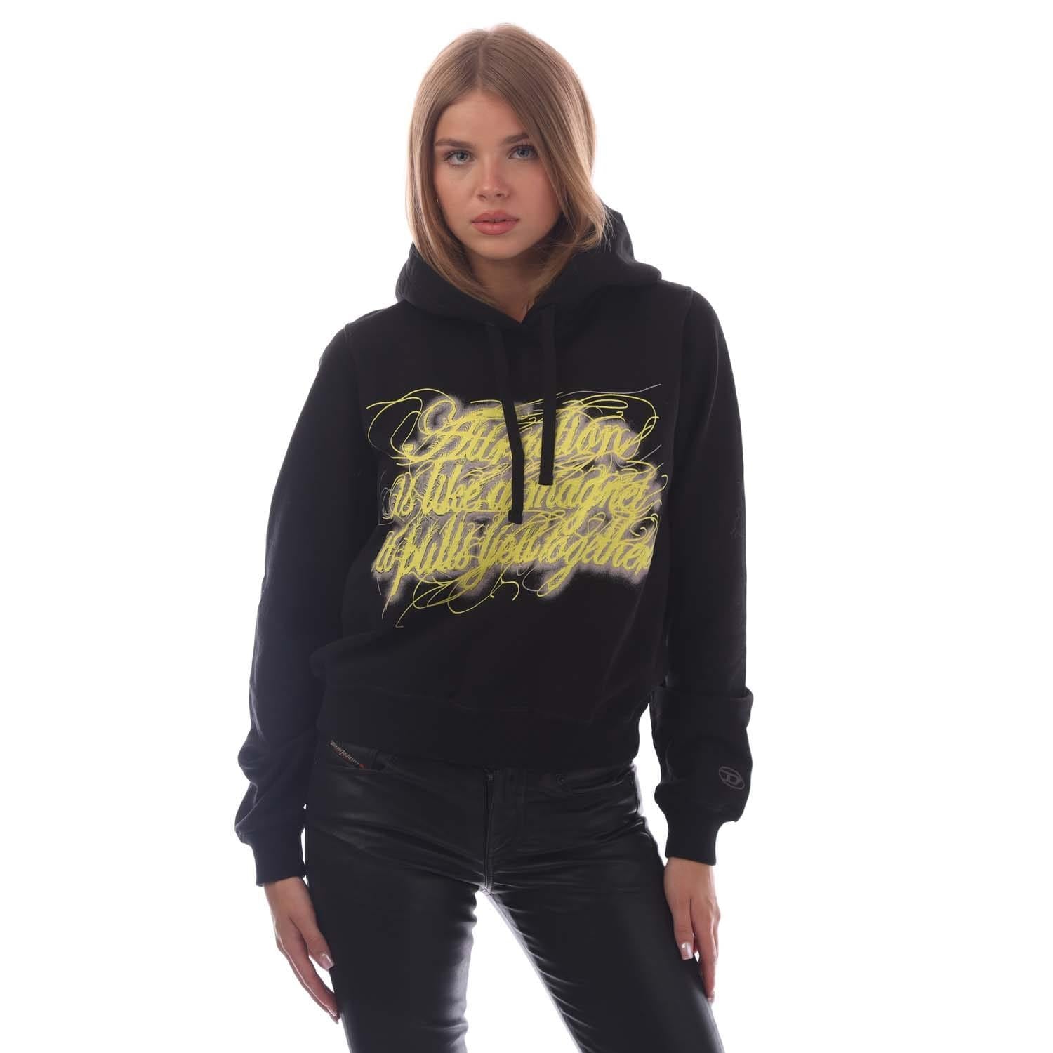 Black - Front - Diesel Womens-Ladies F-Reggy Hoodie