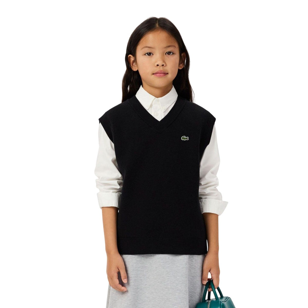 Black - Side - Lacoste Childrens-Kids Sweater Vest