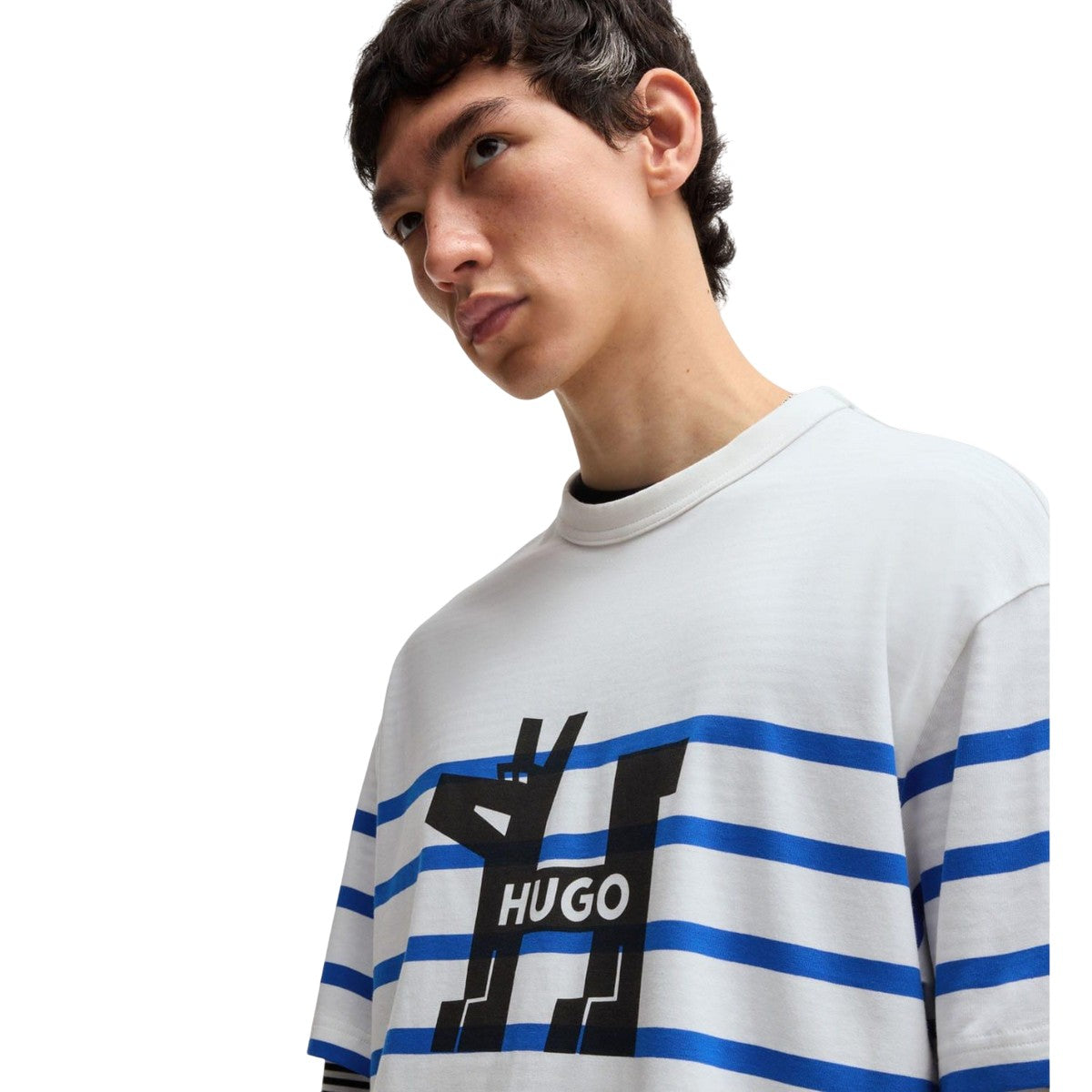 White - Side - Hugo Mens Nolastripe Dog Logo T-Shirt