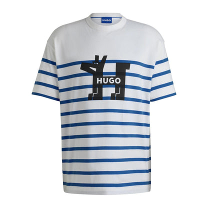 White - Front - Hugo Mens Nolastripe Dog Logo T-Shirt