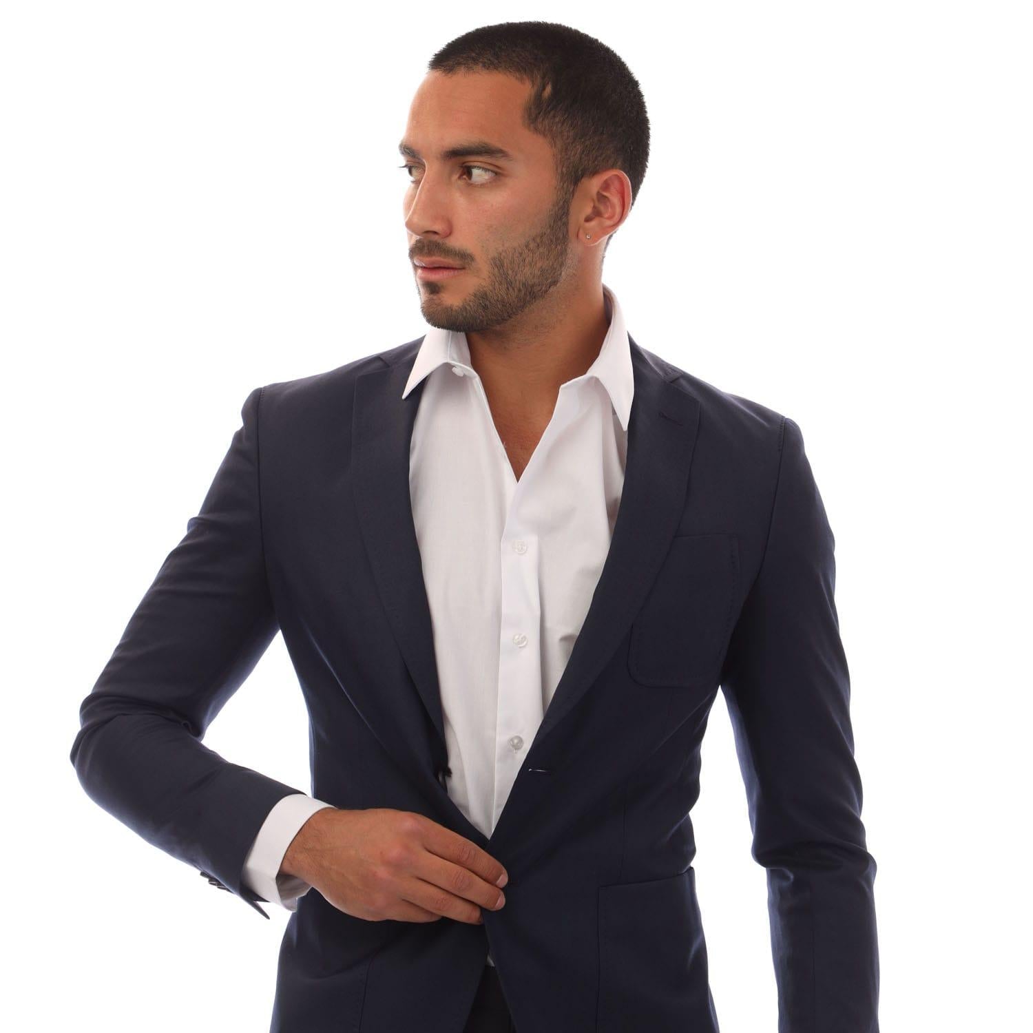 Navy - Side - Hugo Boss Mens Raye8 Blazer