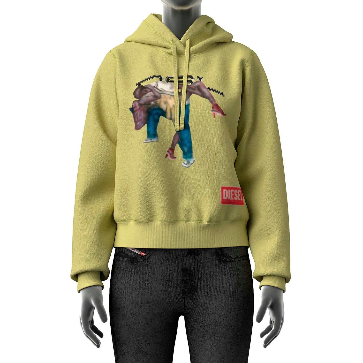 Yellow - Front - Diesel Womens-Ladies F-Reggy Hoodie