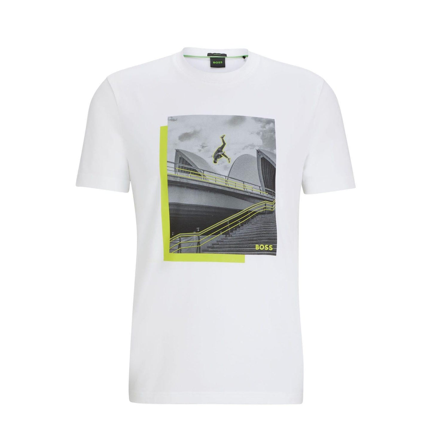 White - Front - Boss Mens Photo Print T-Shirt