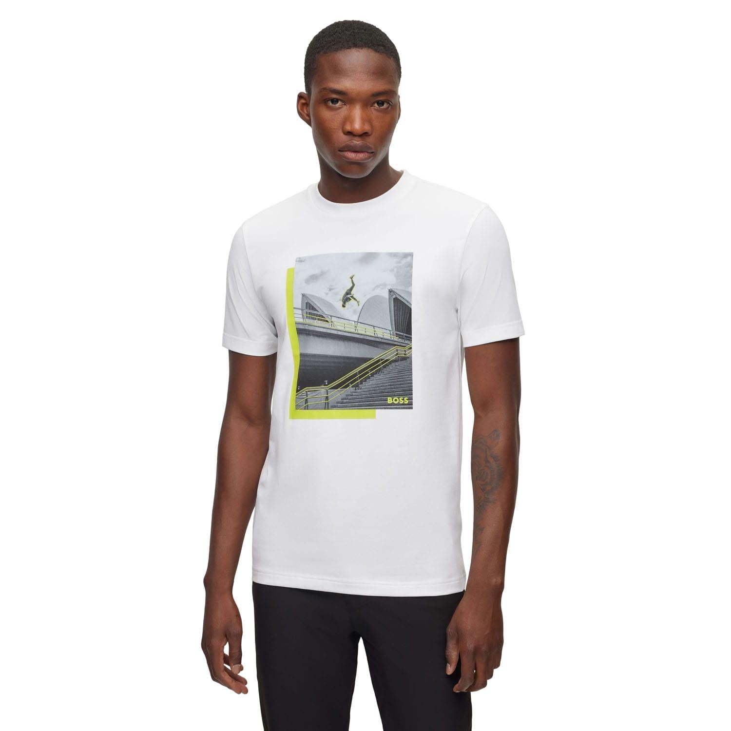 White - Side - Boss Mens Photo Print T-Shirt
