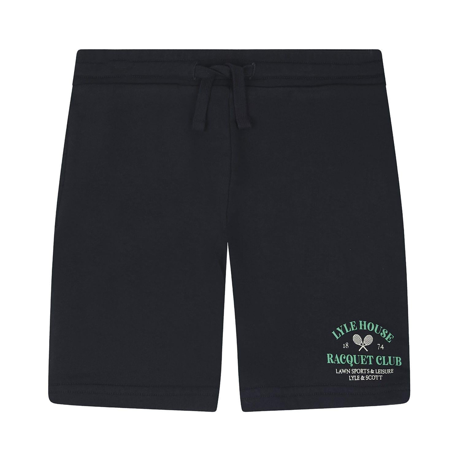 Navy - Front - Lyle & Scott Childrens-Kids Racquet Club Graphic Sweat Shorts