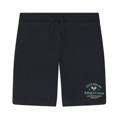 Navy - Front - Lyle & Scott Childrens-Kids Racquet Club Graphic Sweat Shorts