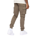 Khaki Green - Back - Crosshatch Mens Frentons Leather Patch Cargo Trousers