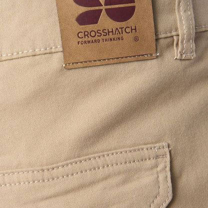Stone - Side - Crosshatch Mens Frentons Leather Patch Cargo Trousers
