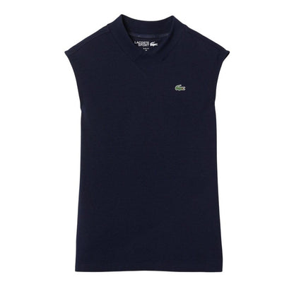 Navy - Front - Lacoste Womens-Ladies Organic Cotton Golf Polo Shirt