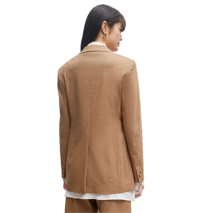 Beige - Back - Boss Womens-Ladies Jasena Linen Regular Jacket