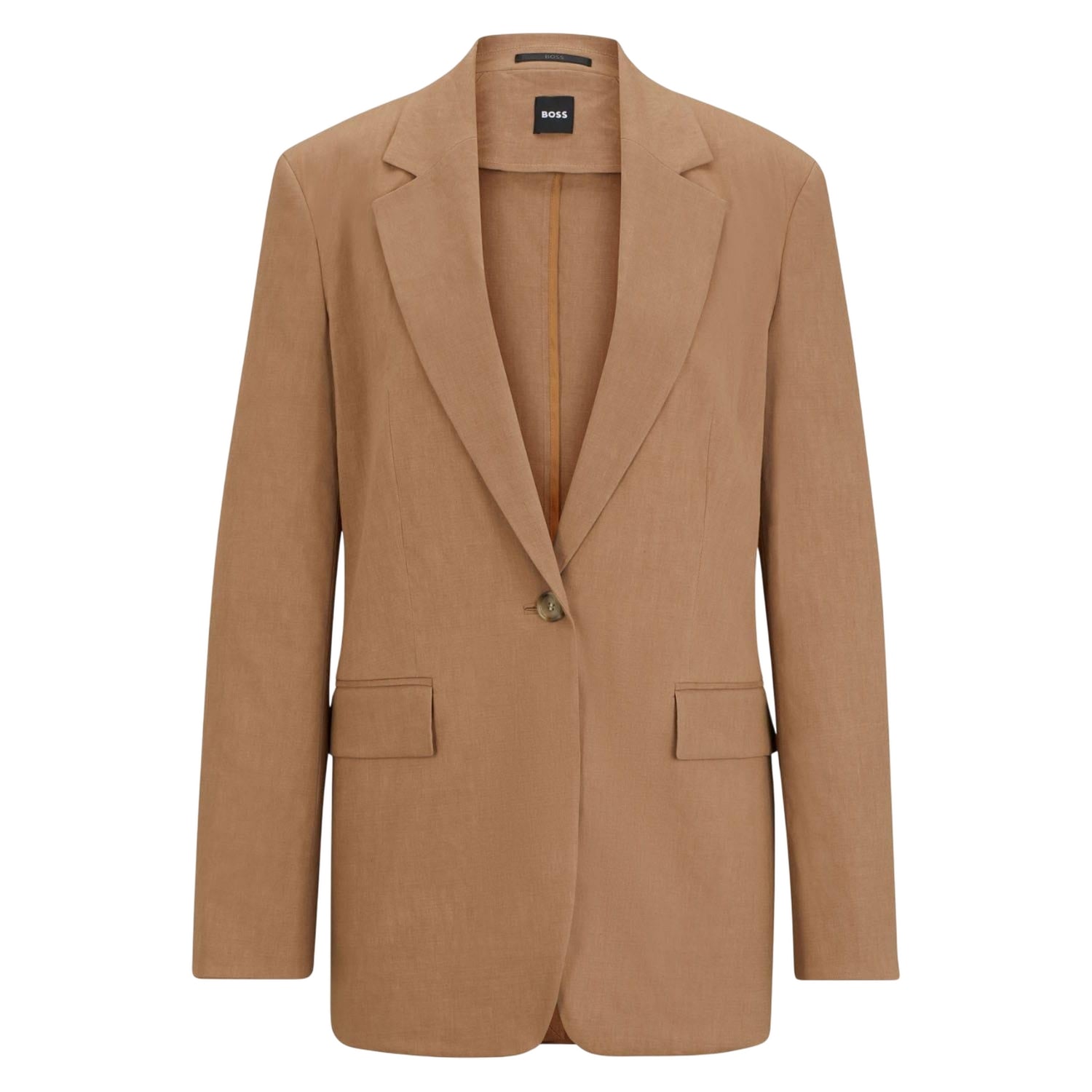 Beige - Front - Boss Womens-Ladies Jasena Linen Regular Jacket
