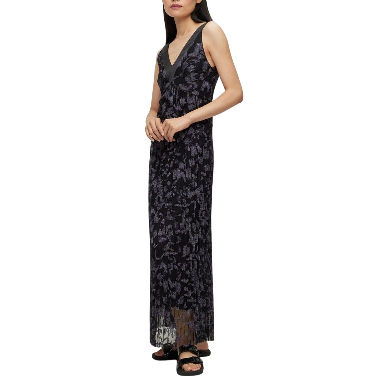 Black-Grey - Lifestyle - Boss Womens-Ladies Dessona Maxi Dress