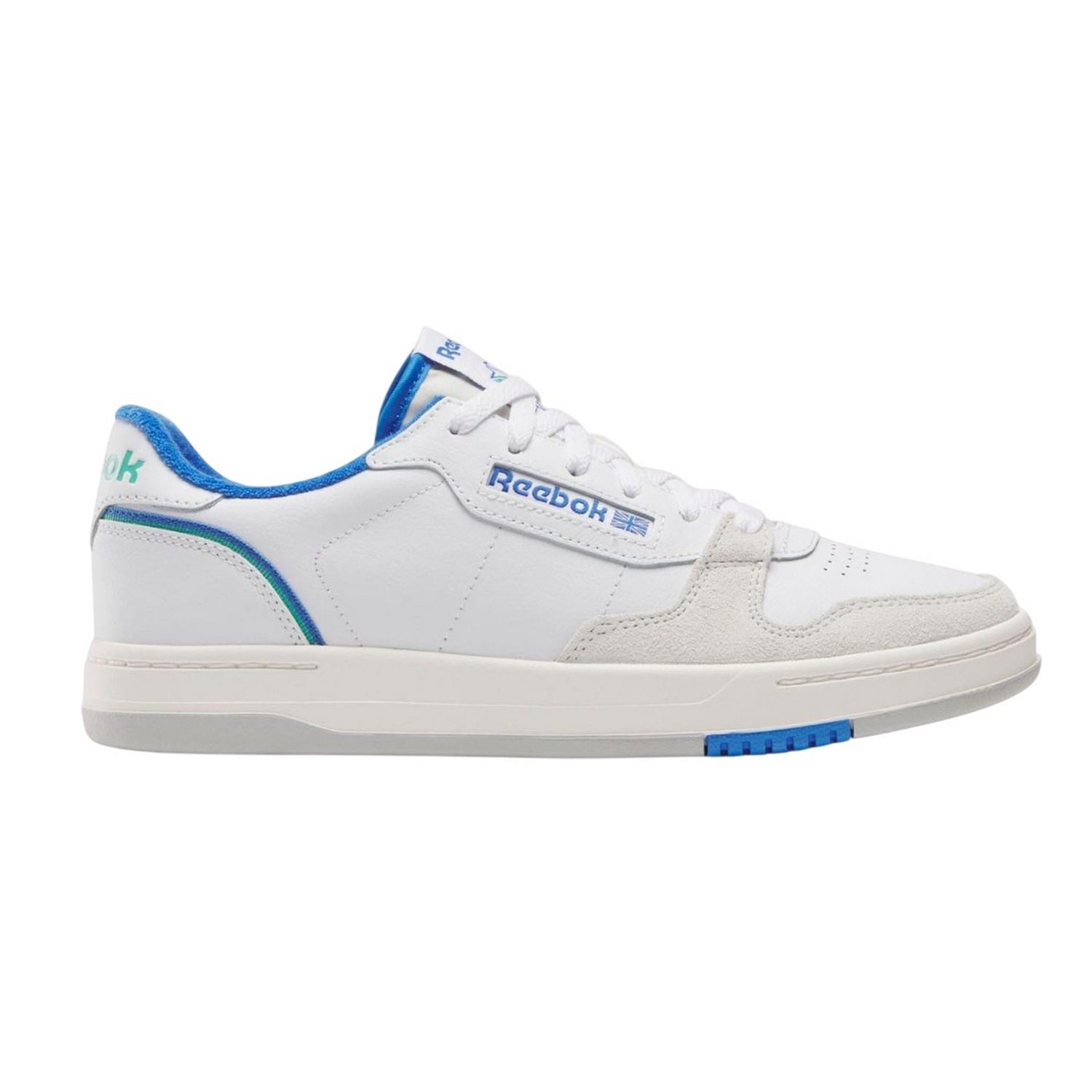 White-Blue - Side - Reebok Unisex Adult Phase Court Suede Trainers