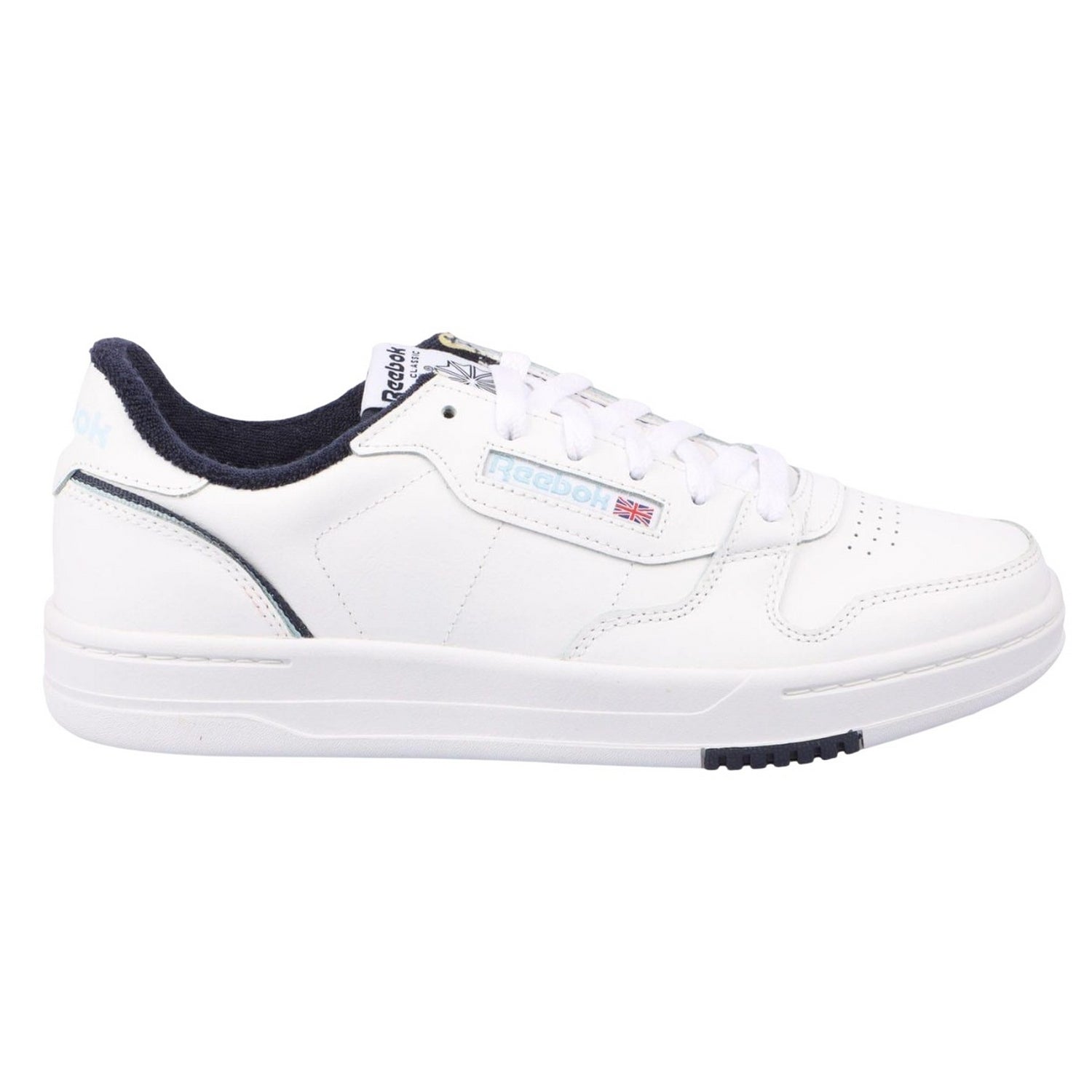 White-Navy - Side - Reebok Unisex Adult Phase Court Suede Trainers