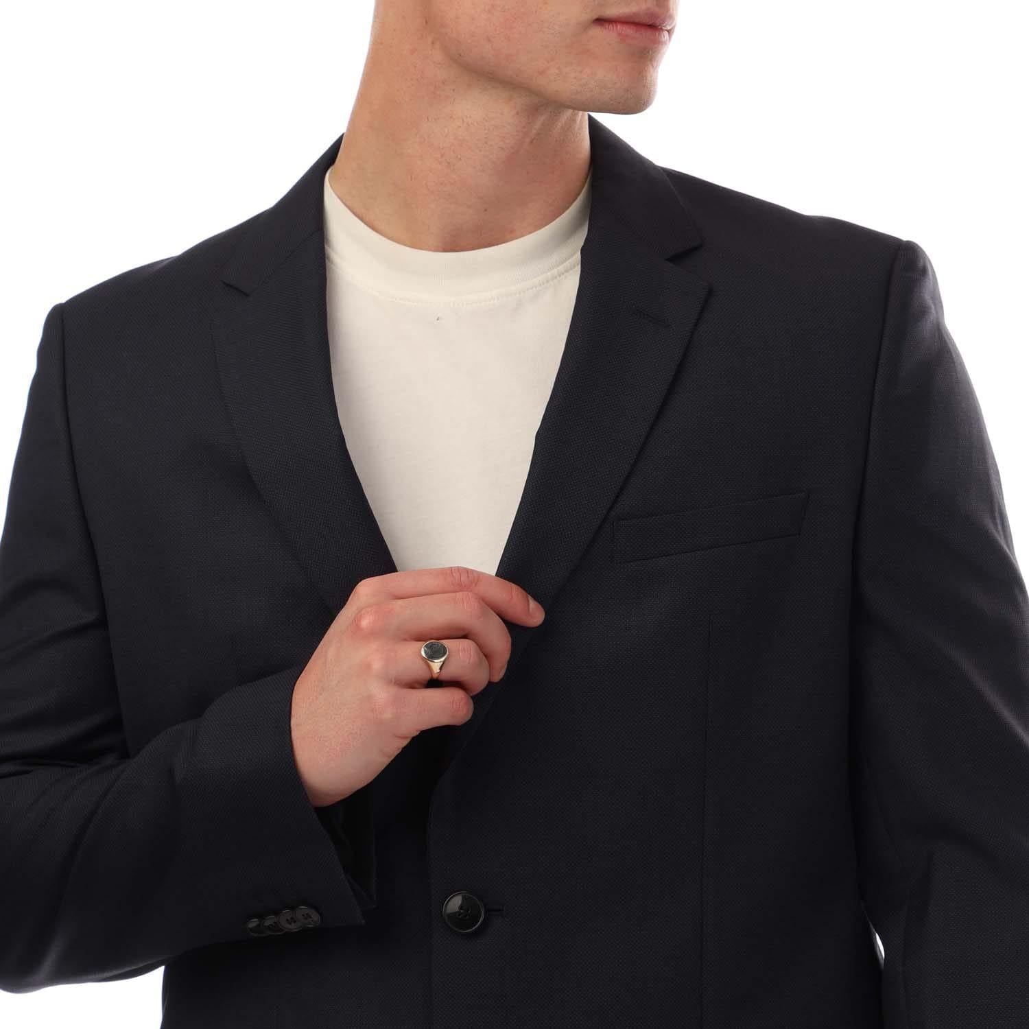 Dark Blue - Side - Hugo Mens Jeffery212 Single-Breasted Blazer
