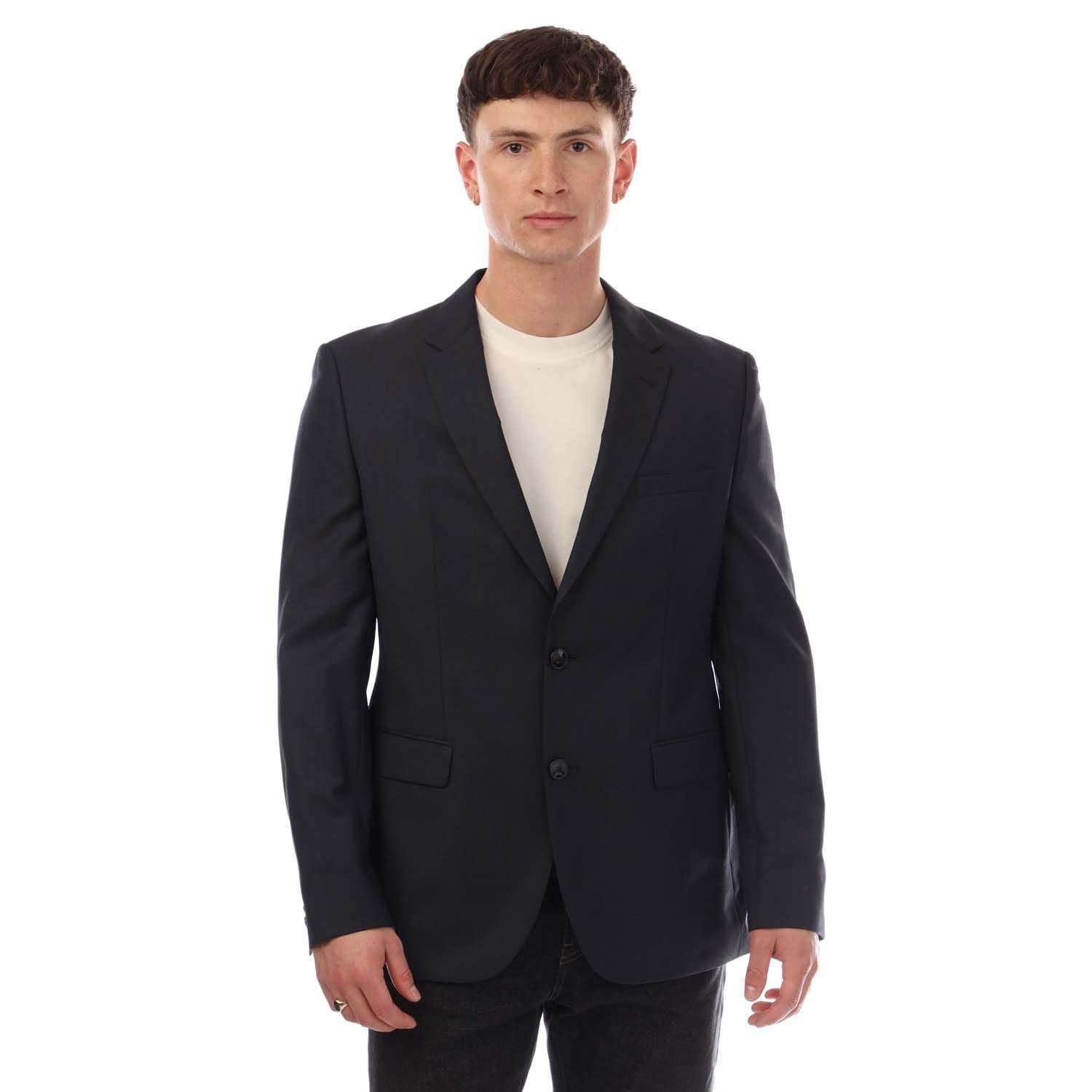 Dark Blue - Front - Hugo Mens Jeffery212 Single-Breasted Blazer