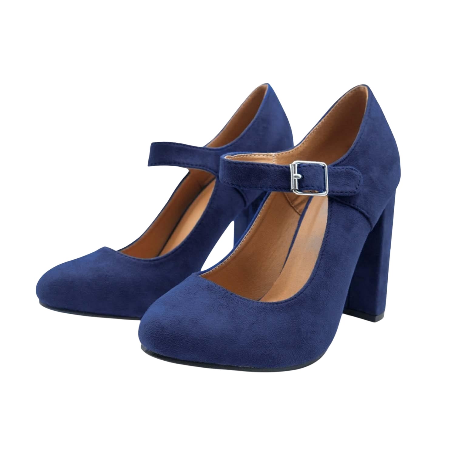 Navy - Side - Where´s That From Womens-Ladies High Block Heel Pumps