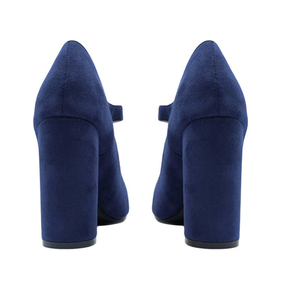 Navy - Back - Where´s That From Womens-Ladies High Block Heel Pumps