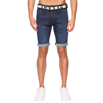 Blue - Front - Crosshatch Mens Reestier Denim Shorts