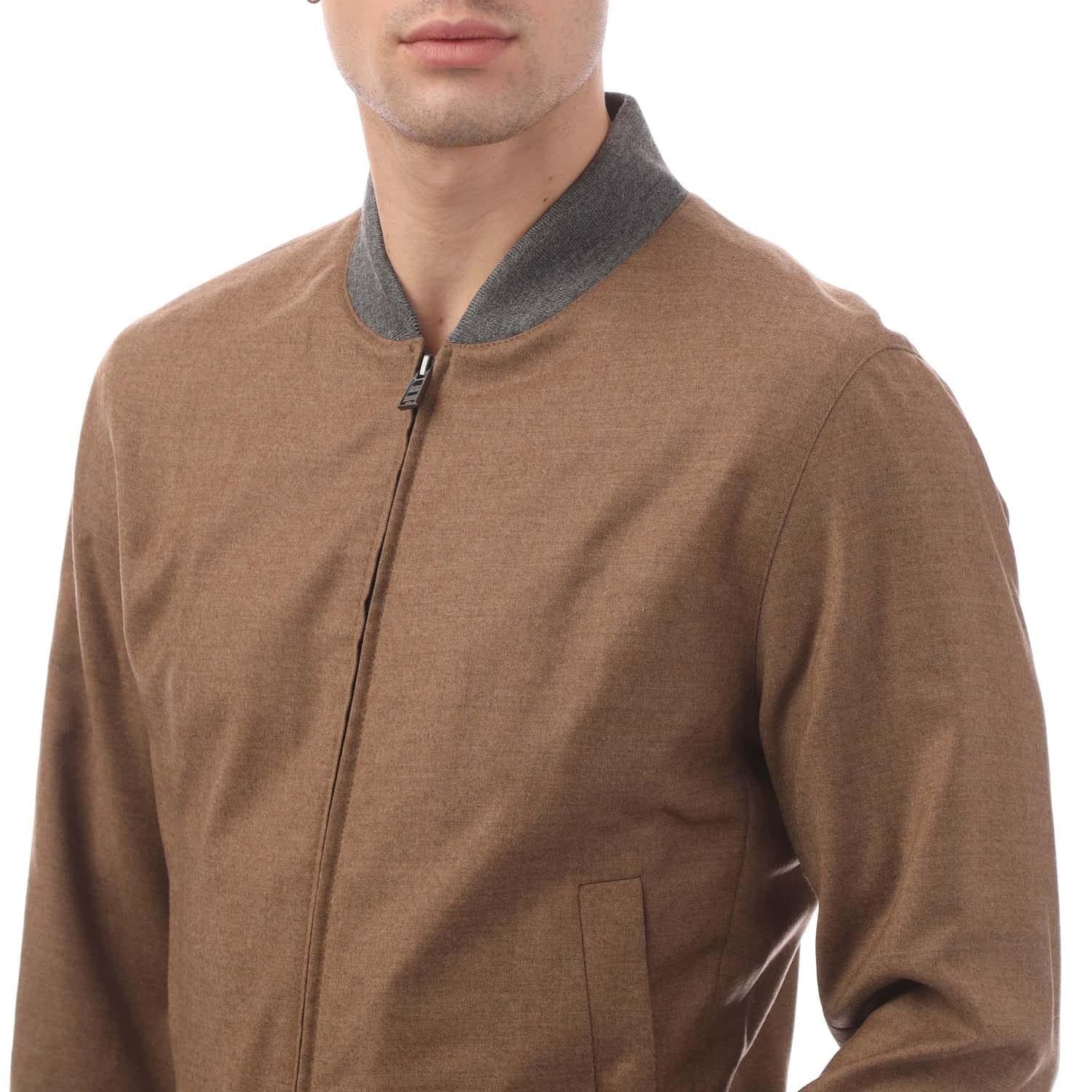 Beige - Side - Boss Mens C-Hanry Bomber Jacket