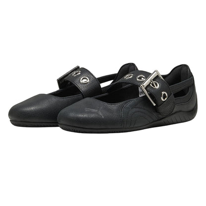 Black - Pack Shot - Puma Womens Speedcat Ballet Flats Leather Round Toe