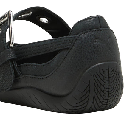 Black - Close up - Puma Womens Speedcat Ballet Flats Leather Round Toe