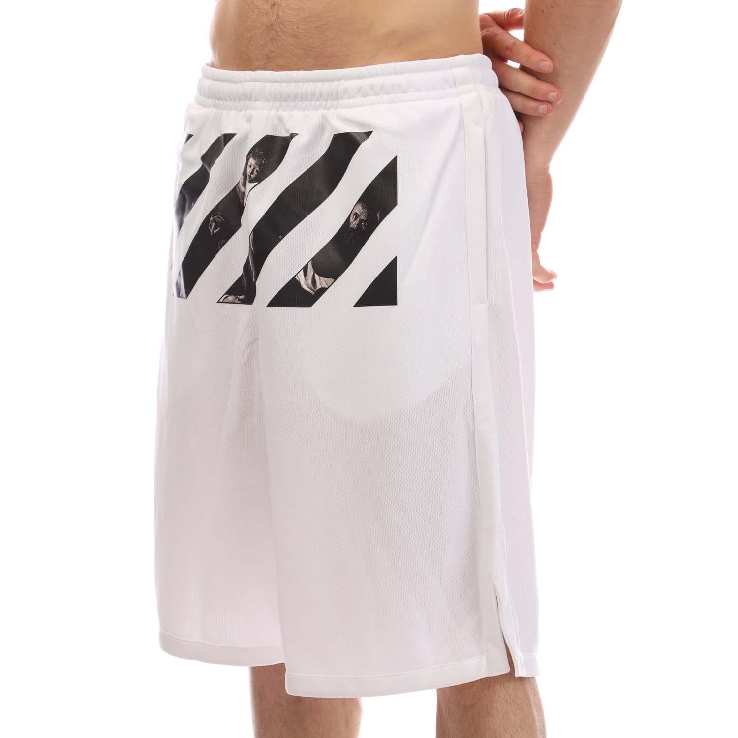 White-Black - Side - Off White Mens Caravaggio Mesh Shorts