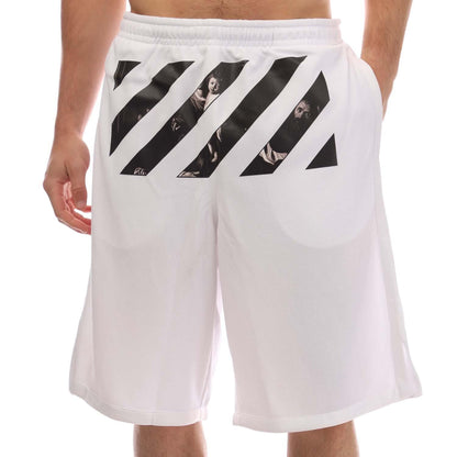 White-Black - Front - Off White Mens Caravaggio Mesh Shorts