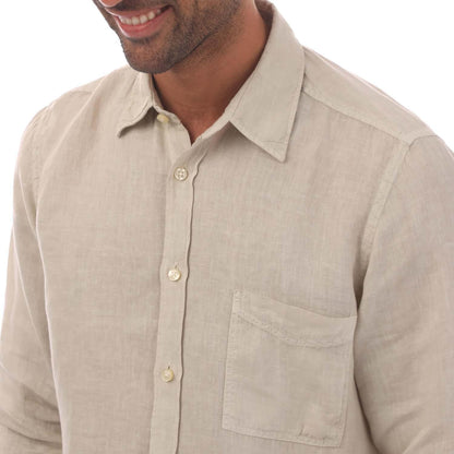 Beige - Side - Boss Mens Relegant 6 Linen Shirt
