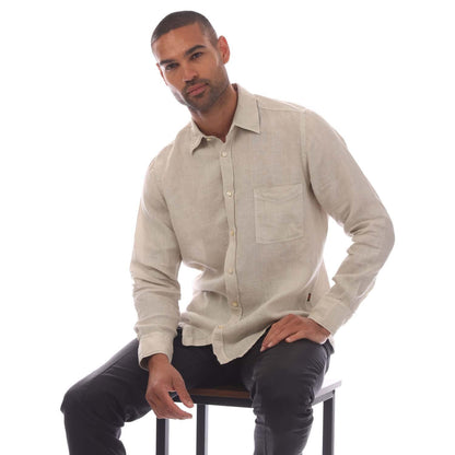 Beige - Lifestyle - Boss Mens Relegant 6 Linen Shirt