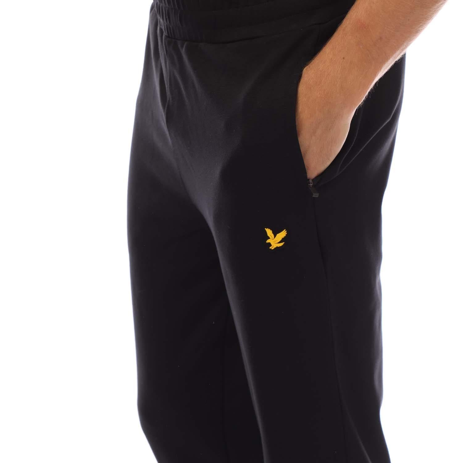 Black - Side - Lyle & Scott Mens Fly Fleece Academy Jogging Bottoms