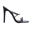 Black - Back - Where´s That From Womens-Ladies Leather Strappy Lightweight High Heel Sandals