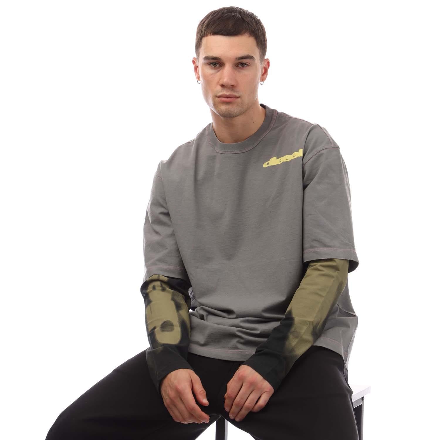 Grey - Pack Shot - Diesel Mens T-Wesher-N3 T-Shirt