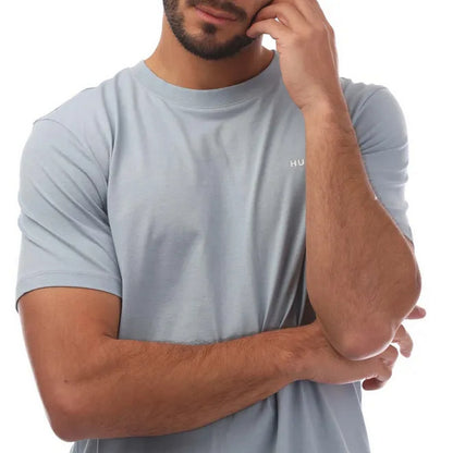 Blue - Side - Hugo Mens Dero222 Logo T-Shirt